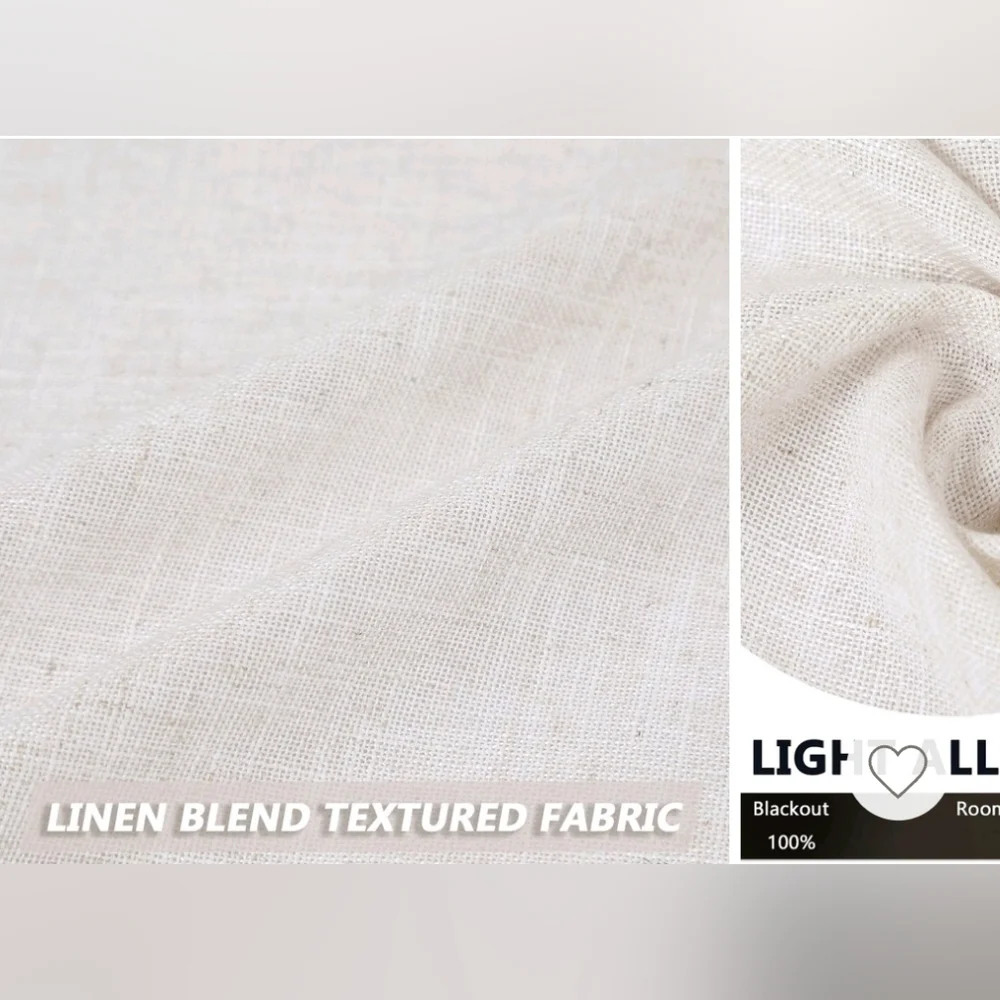 New with tags! Pair of sandy beige linen window curtain tiers 24 x 52
